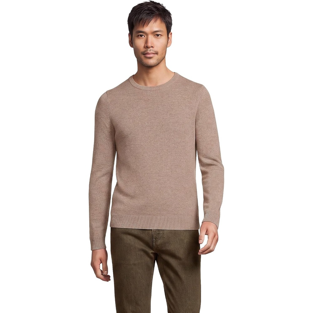 image:imageLands End Mens Fine Gauge Cashmere SweaterDark Khaki Heather