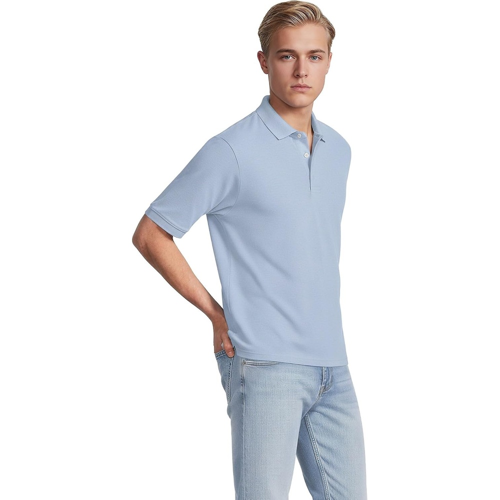 image:imageLands End Mens Supima Cotton Polo ShirtLight Pool Blue Heather