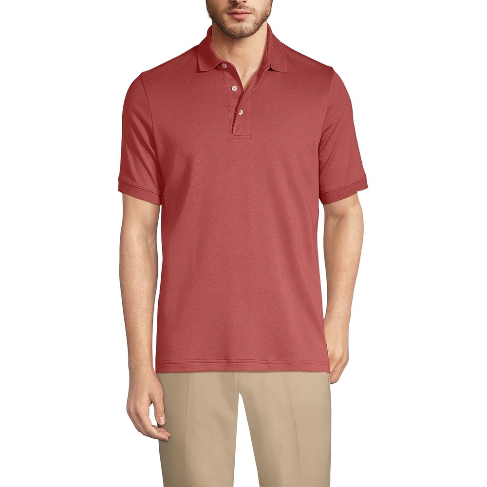 image:imageLands End Mens Supima Cotton Polo ShirtNautical Red