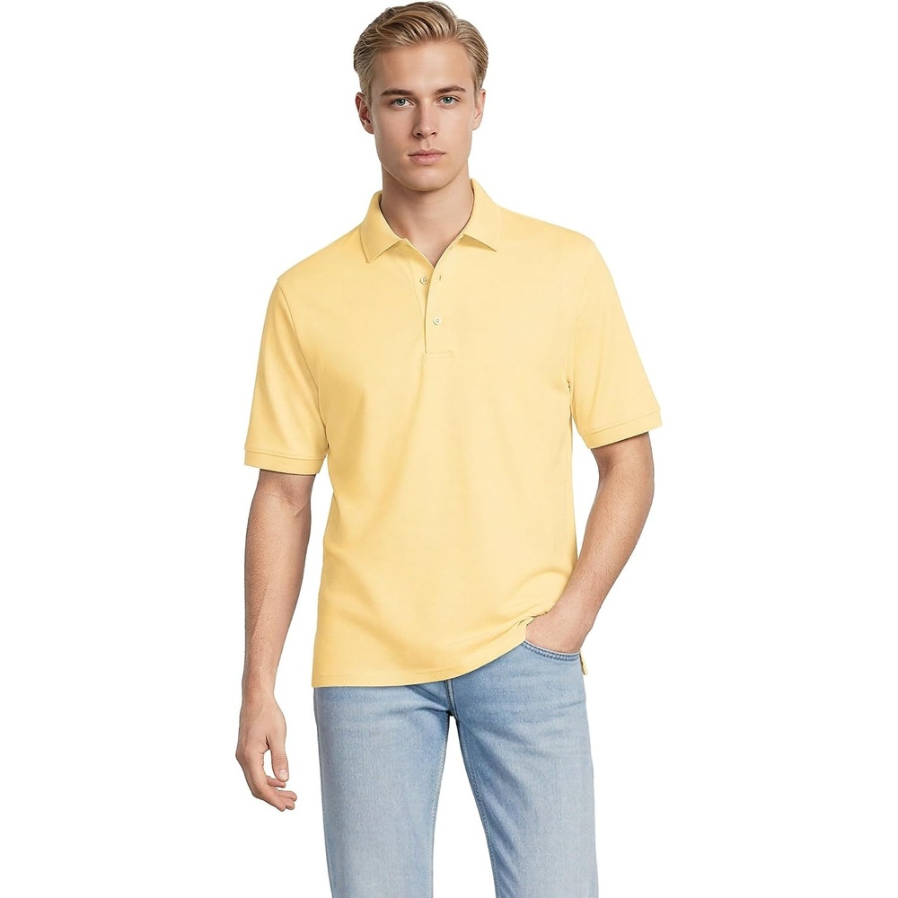 image:imageLands End Mens Supima Cotton Polo ShirtPale Sunbeam Yellow