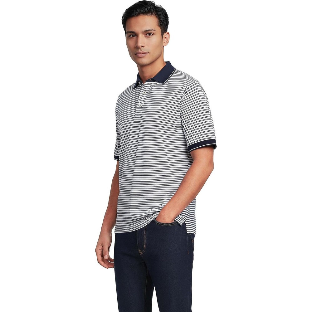 image:imageLands End Mens Supima Cotton Polo ShirtRadiant Navy Double Stripe