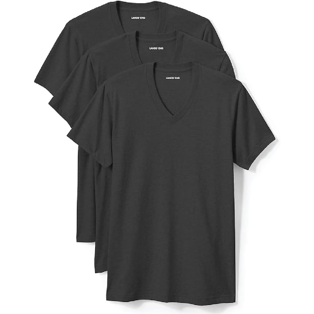 image:imageLands End Mens VNeck TShirt 3 PackBlack