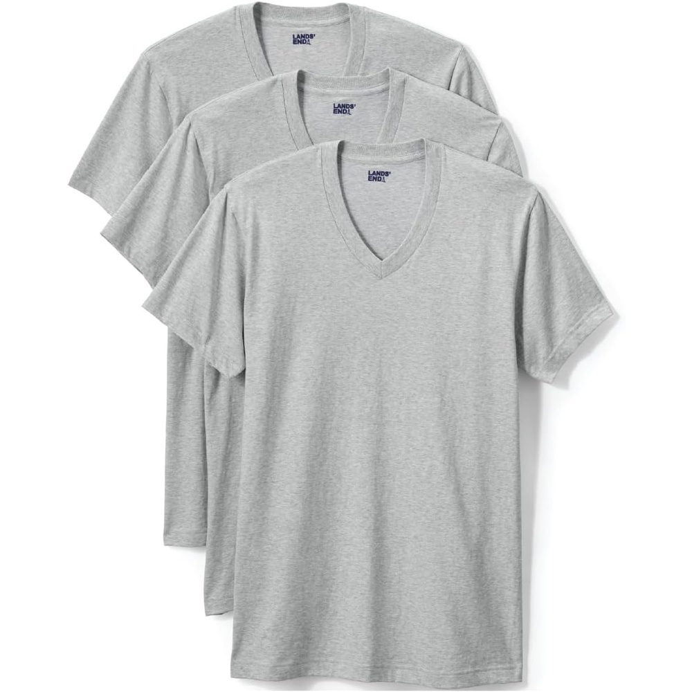 image:imageLands End Mens VNeck TShirt 3 PackGray Heather