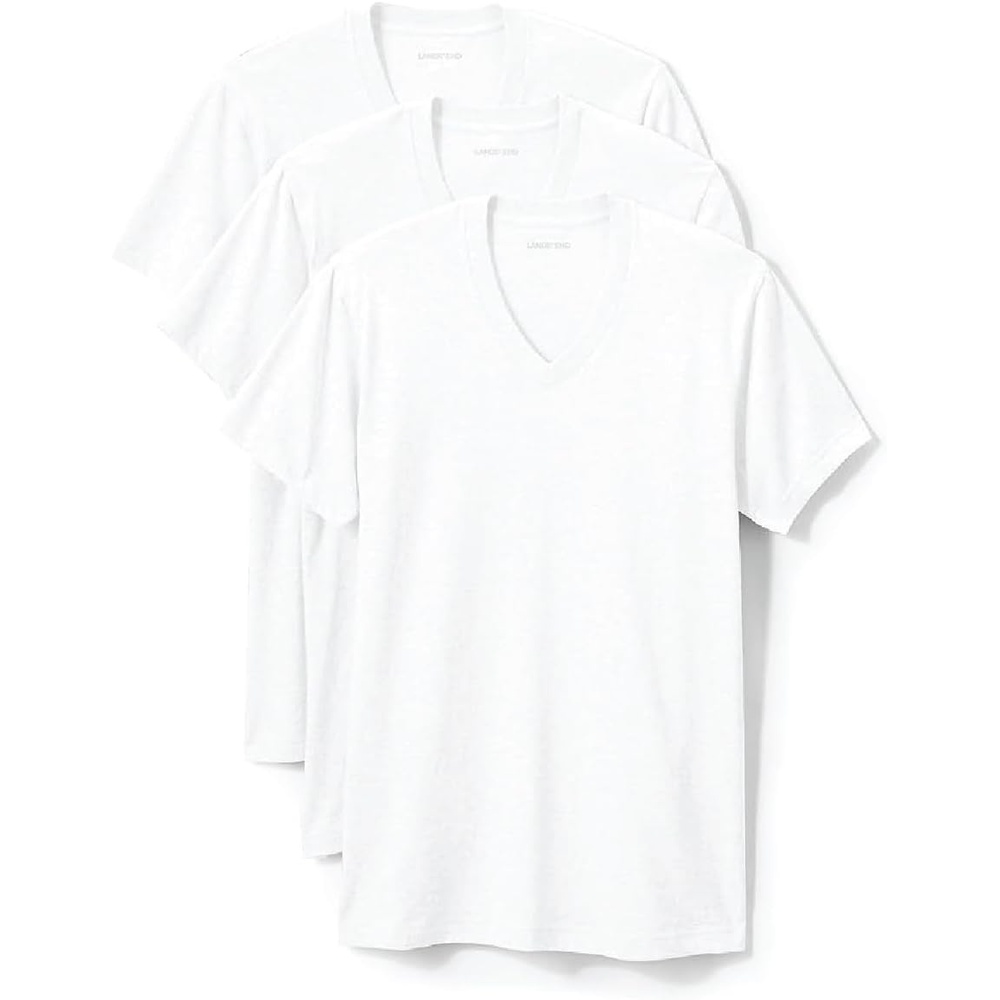 image:imageLands End Mens VNeck TShirt 3 PackWhite