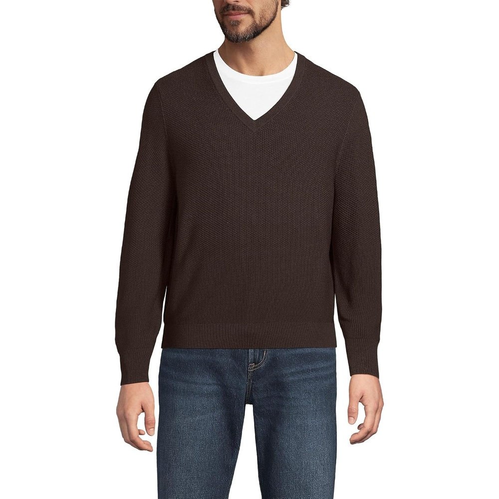 image:imageLands End Mens Washable Merino SweaterRich Coffee