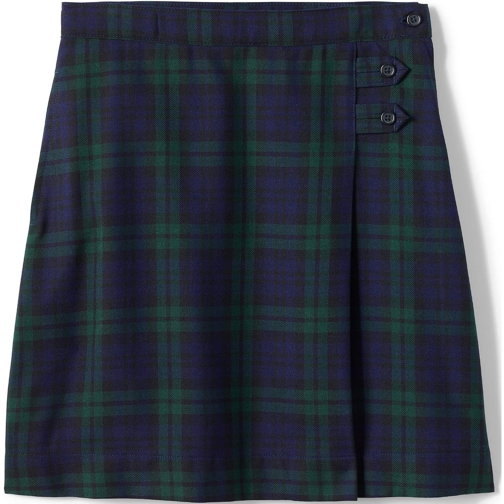 image:imageLands End School Uniform Girls Solid Aline Skirt Below the KneeClassic Navyevergreen Plaid