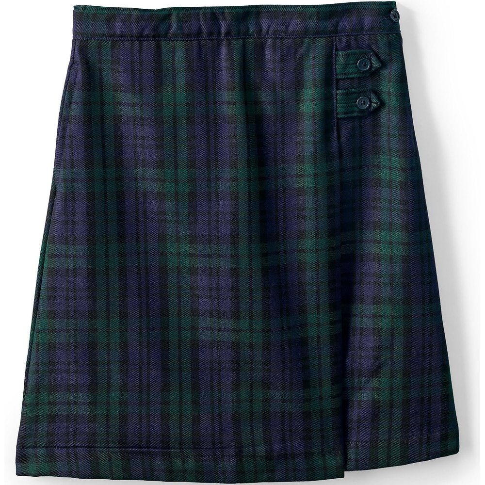 image:imageLands End School Uniform Girls Solid Aline Skirt Below the KneePlaid Classic NavyEvergreen