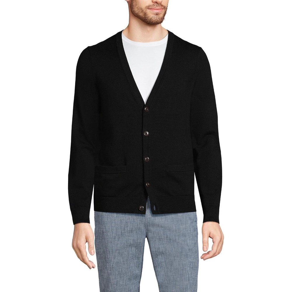 image:imageMens Fine Gauge Cotton CardiganBlack