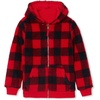 Lands’ End Kids High Pile Lined Zip Hoodie(Bright Red Buffalo Plaid)