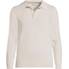 Lands’ End Men’s Long Sleeve Cotton Sweater Polo(Light Gray Heather)