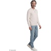 Lands’ End Men’s Long Sleeve Cotton Sweater Polo(Light Gray Heather)