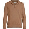 Lands’ End Men’s Long Sleeve Cotton Sweater Polo(Soft Camel Brown Heather)