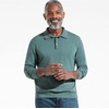 Lands’ End Men’s Long Sleeve Cotton Sweater Polo(Tourmaline)