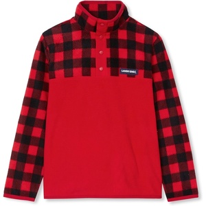 Lands’ End Kids Fleece Quarter Zip(Bright Red Buffalo Plaid)