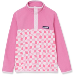 Lands’ End Kids Fleece Quarter Zip(Checker/Fuchsia Pink)