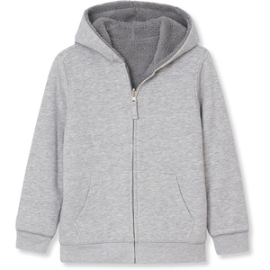 Lands’ End Kids High Pile Lined Zip Hoodie(Gray Heather/Charcoal)