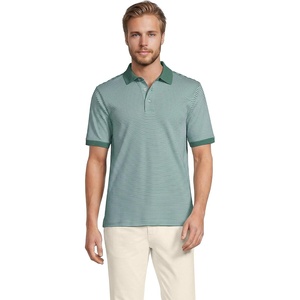 Lands’ End Men’s Supima Cotton Polo Shirt(Mineral Aqua Stripe)