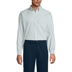 Lands’ End Men’s Tailored Fit No Iron Solid American-Grown Supima Cotton Oxford Dress Shirt(Pale Eucalyptus)