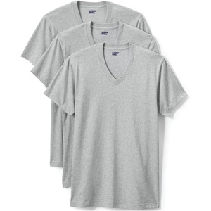 Lands’ End Men’s V-Neck T-Shirt 3 Pack(Gray Heather)