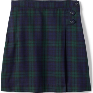 Lands’ End School Uniform Girls Solid A-line Skirt Below the Knee(Classic Navy/evergreen Plaid)