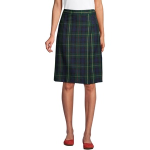 Lands’ End School Uniform Girls Solid A-line Skirt Below the Knee(Hunter/Classic Navy Plaid)