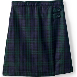 Lands’ End School Uniform Girls Solid A-line Skirt Below the Knee(Plaid Classic Navy/Evergreen)