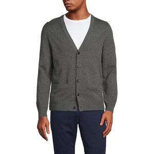Men’s Fine Gauge Cotton Cardigan(Charcoal Heather)