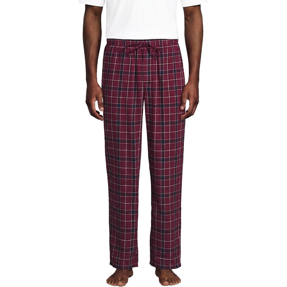 image:imageLands End Mens Flannel Pajama PantsBurgundyRadiant Navy Plaid