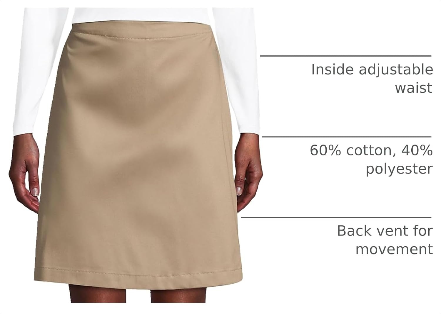 image:imageSchool Uniform Young Womens Blend Chino Skort Above KneeKhaki