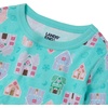 Lands’ End Kids Pattern Snug Fit Pajama Set(Pastel Gingerbread/Aruba Blue)