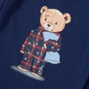Lands’ End Kids Pattern Snug Fit Pajama Set(Teddy Bear/Dark Blue Plaid)