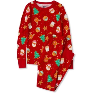 Lands’ End Kids Pattern Snug Fit Pajama Set(Cutout Cookies/Fiery Red)