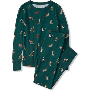 Lands’ End Kids Pattern Snug Fit Pajama Set(Holiday Dogs/Pine)