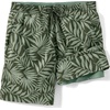 Men’s 9″ Volley Hydroliner Swim Trunks(Rich Olive Stipple Palm)