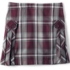 Lands’ End School Uniform Girls Slim Side Pleat Plaid Skort Above Knee(Plaid Burgundy/Gray)