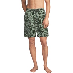Men’s 9″ Volley Hydroliner Swim Trunks(Rich Olive Stipple Palm)