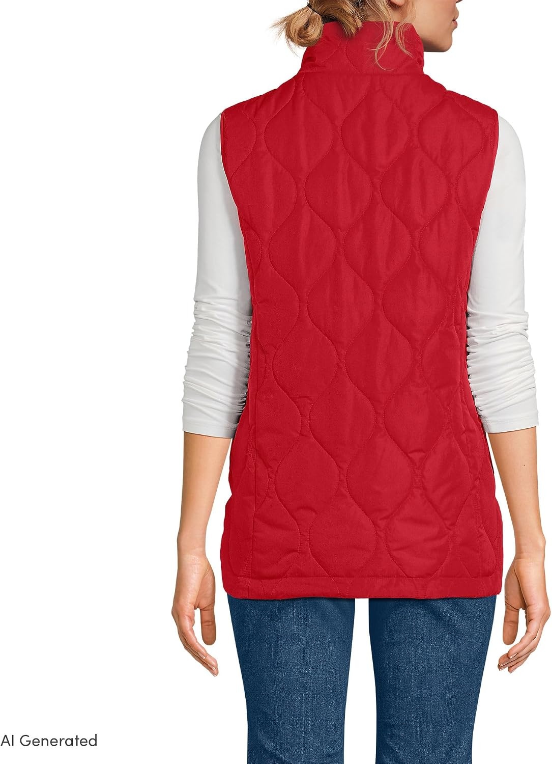 image:imageLands End Womens Quilted Puffer VestCompass Red