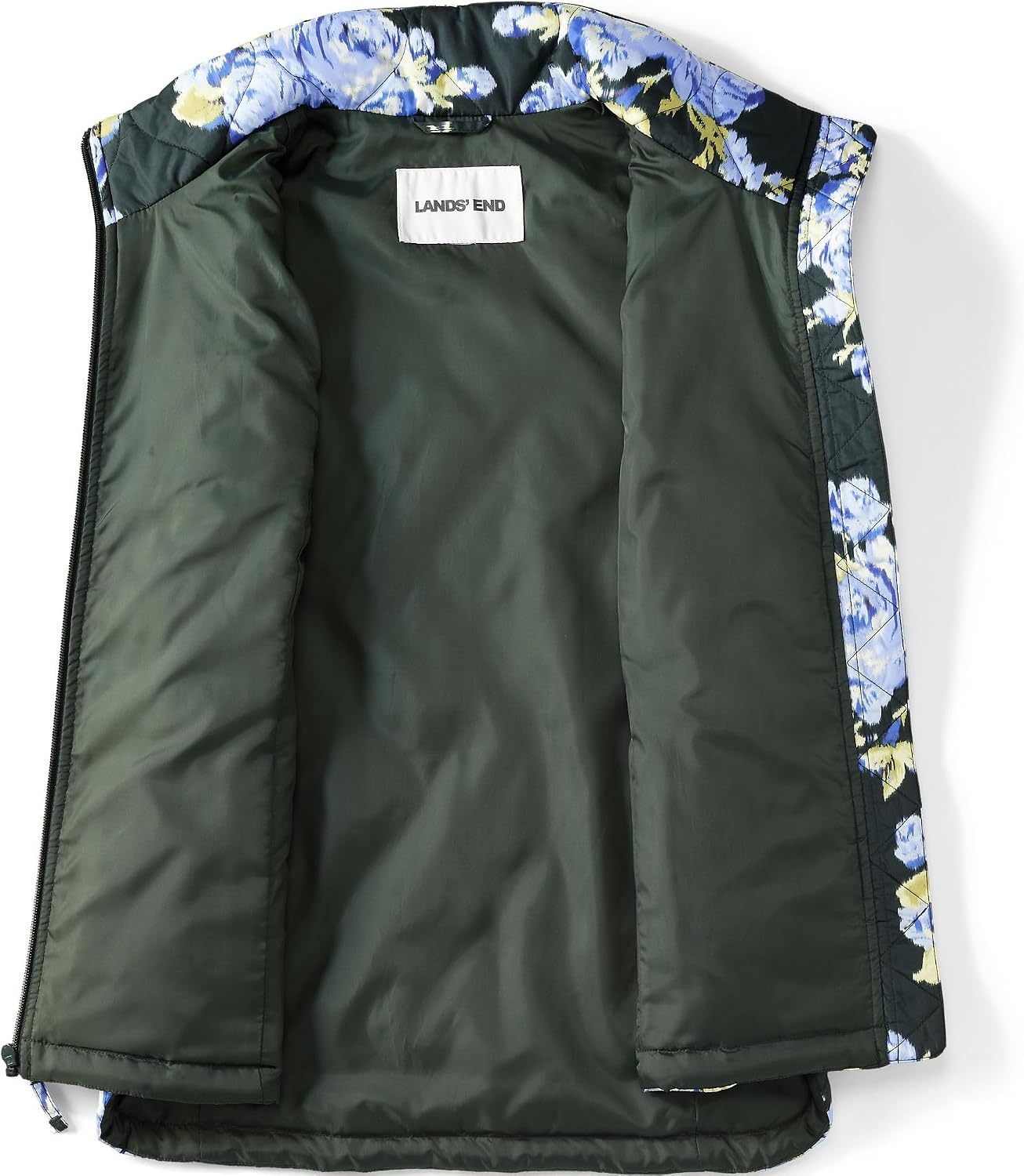image:imageLands End Womens Quilted Puffer VestEvening Forest Rose