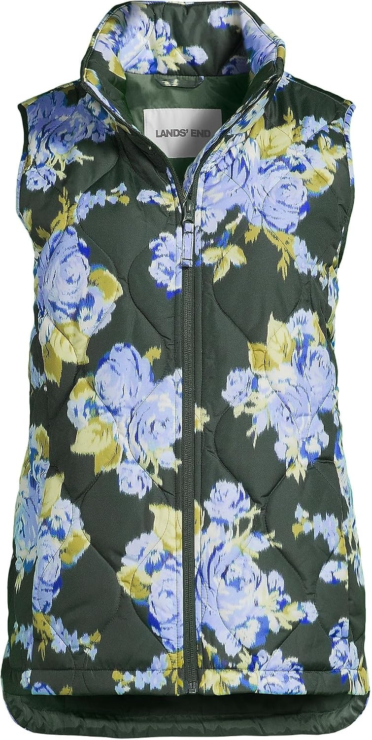 image:imageLands End Womens Quilted Puffer VestEvening Forest Rose