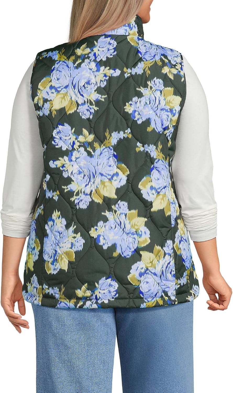 image:imageLands End Womens Quilted Puffer VestEvening Forest Rose