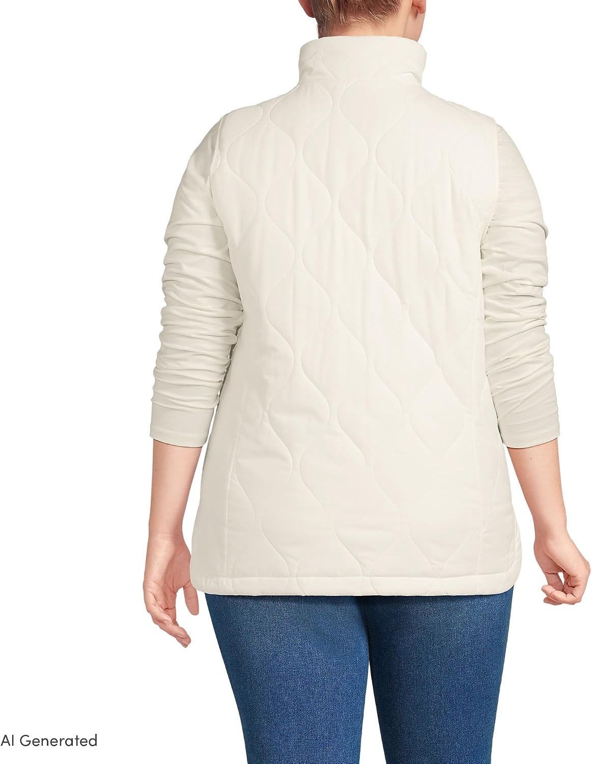 image:imageLands End Womens Quilted Puffer VestIvory