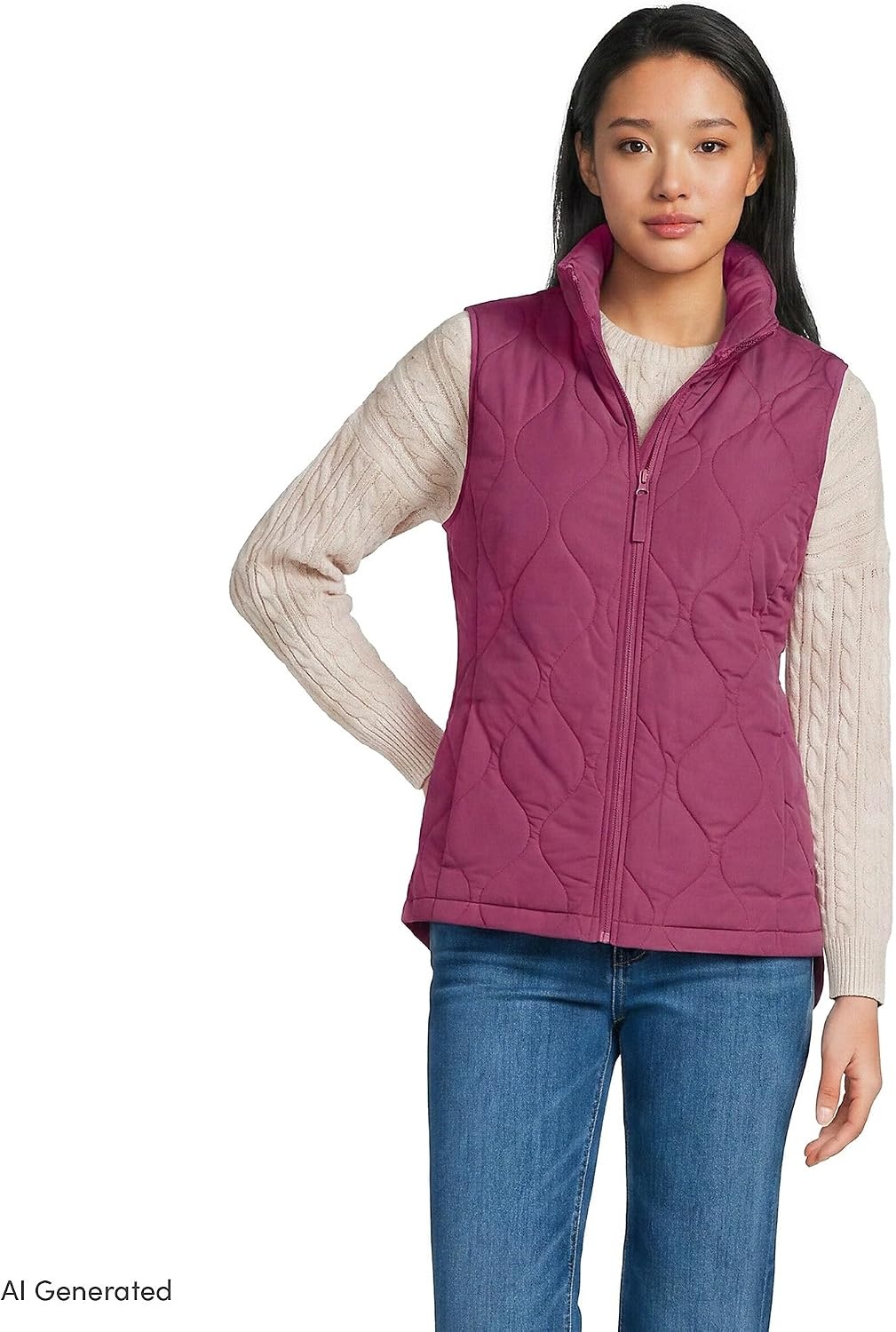 image:imageLands End Womens Quilted Puffer VestLight Raspberry