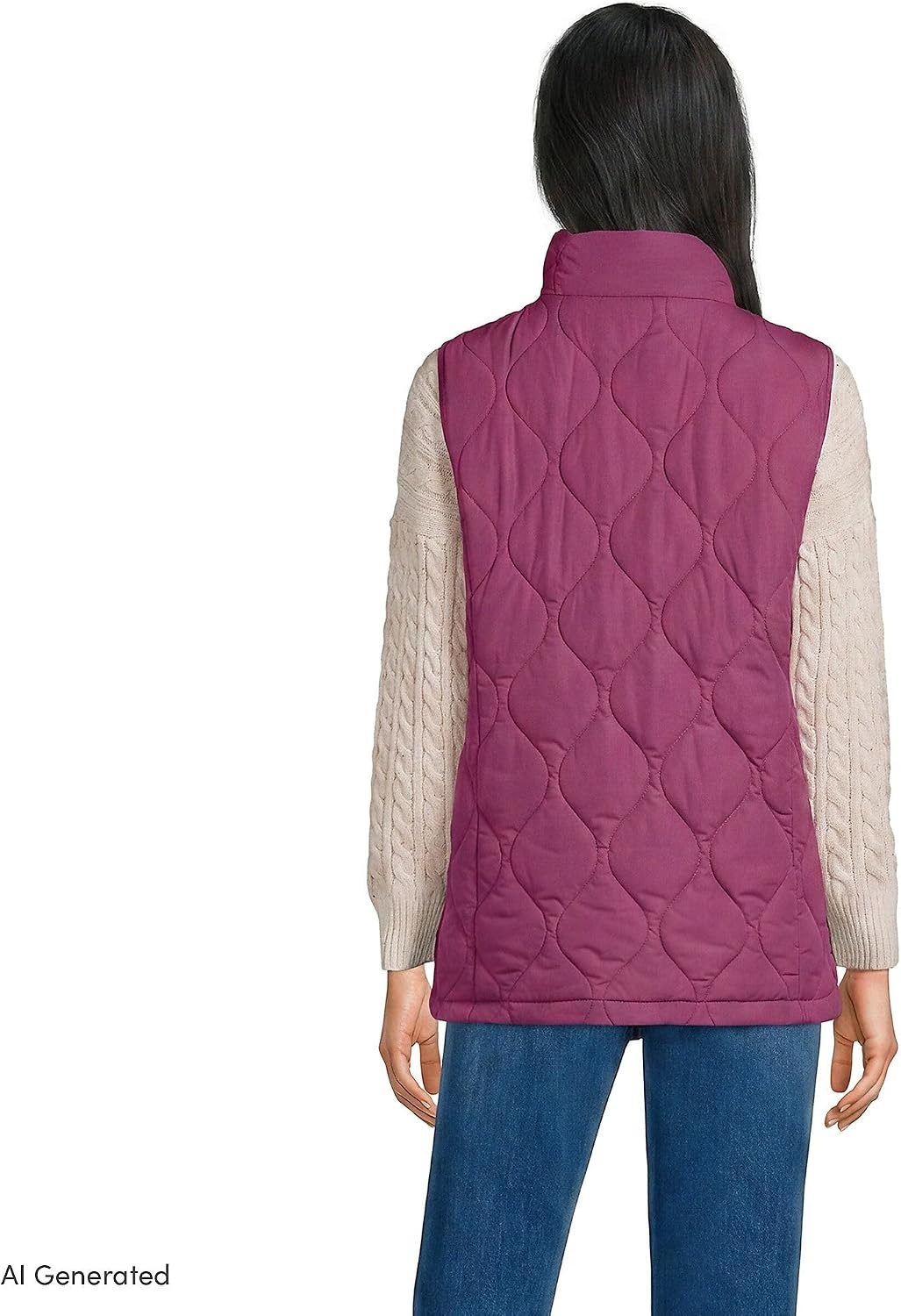image:imageLands End Womens Quilted Puffer VestLight Raspberry