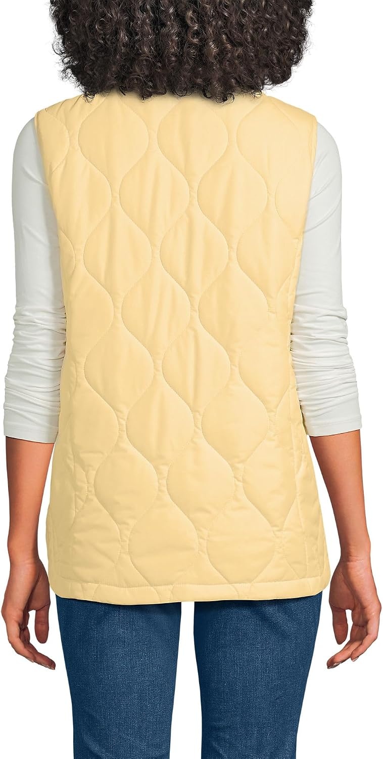 image:imageLands End Womens Quilted Puffer VestPale Sunbeam Yellow