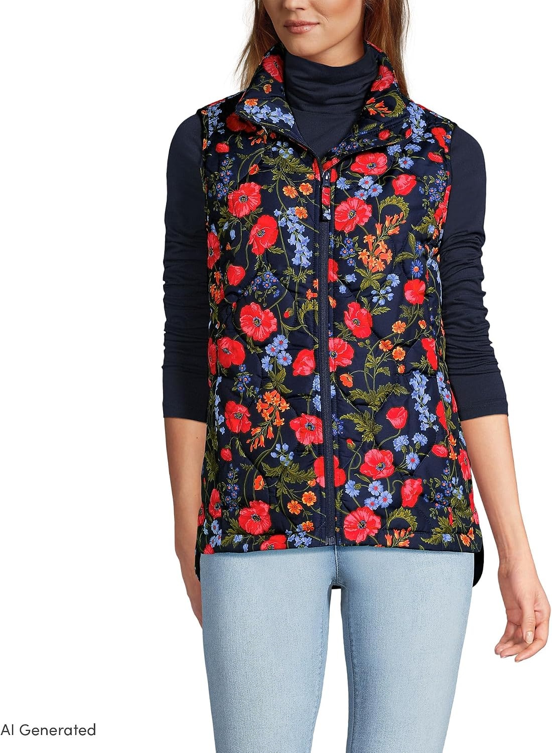 image:imageLands End Womens Quilted Puffer VestPoppyDeep Sea Navy