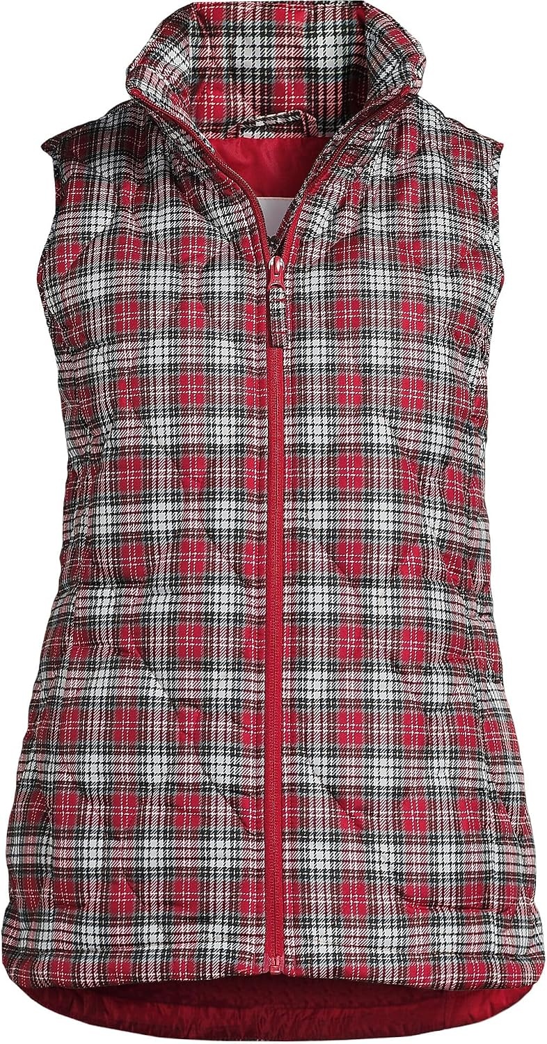 image:imageLands End Womens Quilted Puffer VestRich Red Plaid
