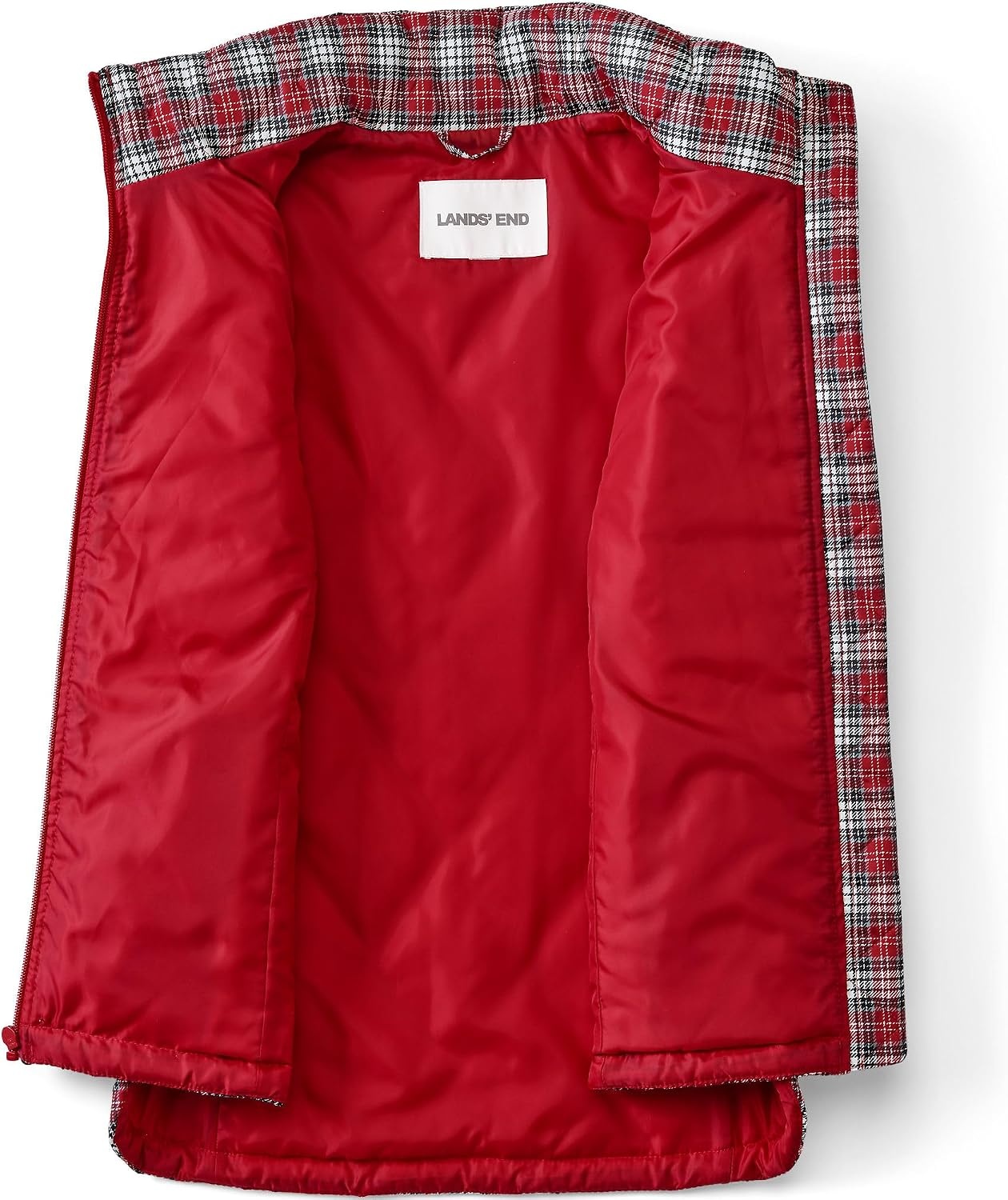 image:imageLands End Womens Quilted Puffer VestRich Red Plaid