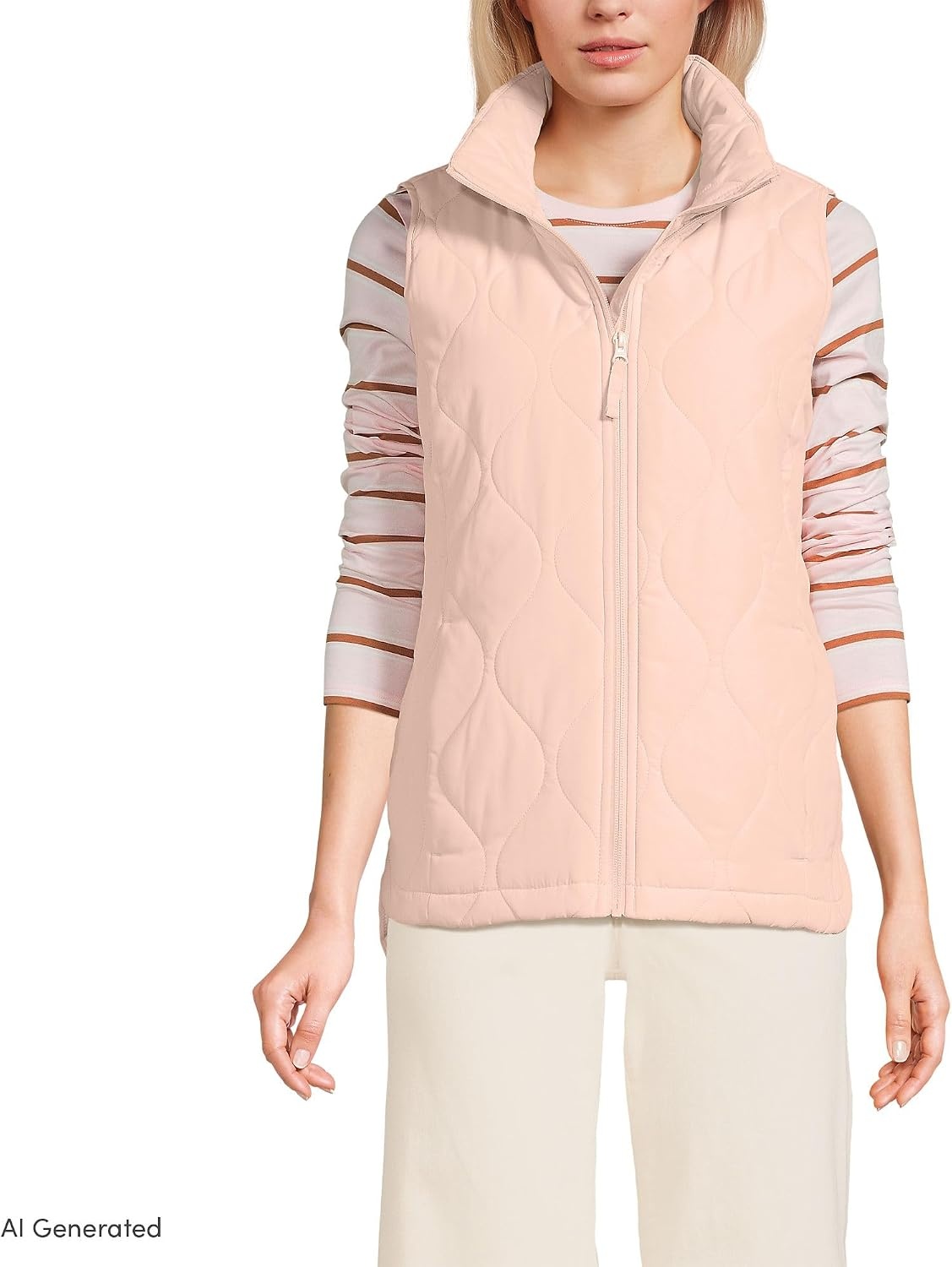 image:imageLands End Womens Quilted Puffer VestSoft Mineral Blush