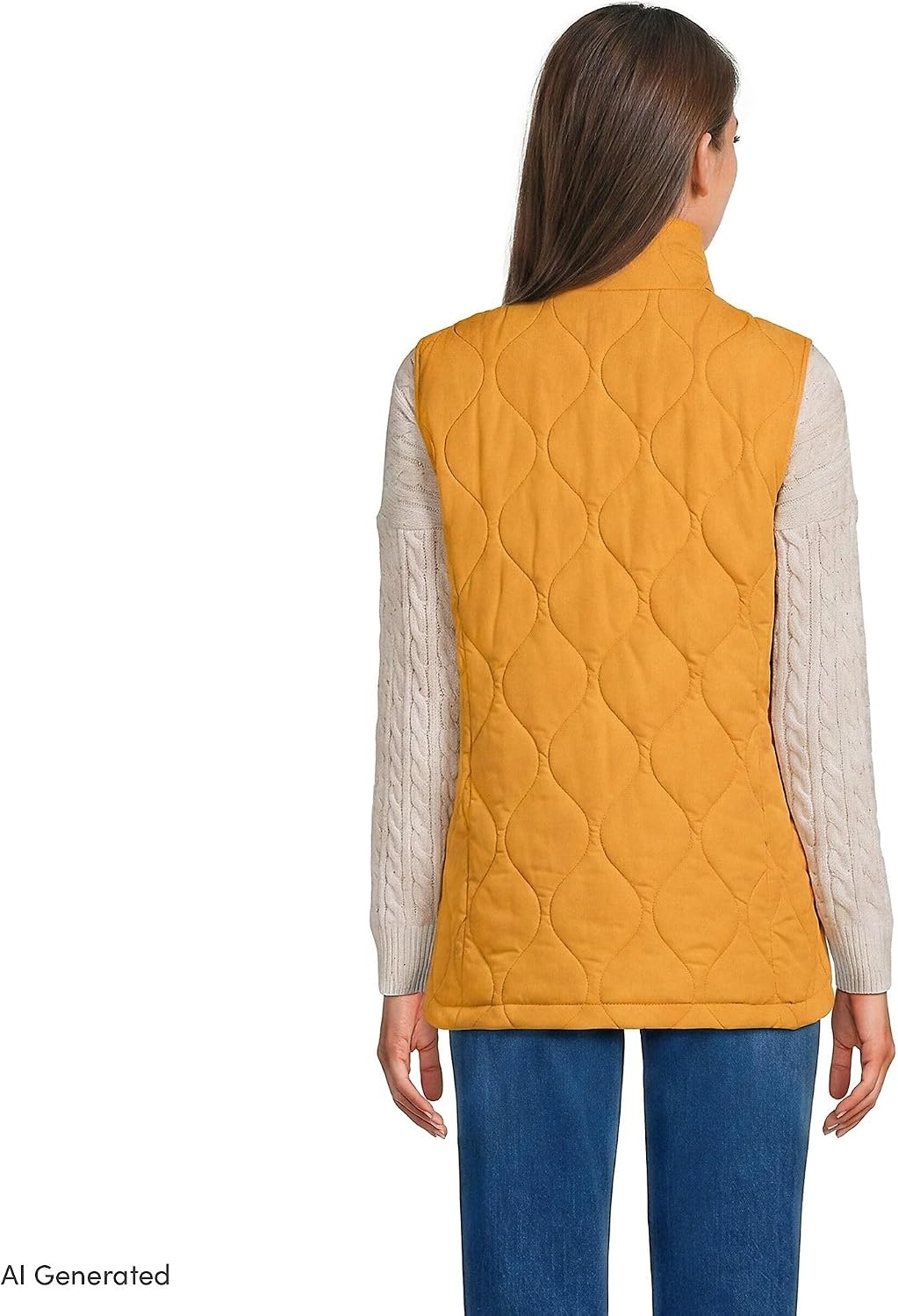 image:imageLands End Womens Quilted Puffer VestVintage Amber