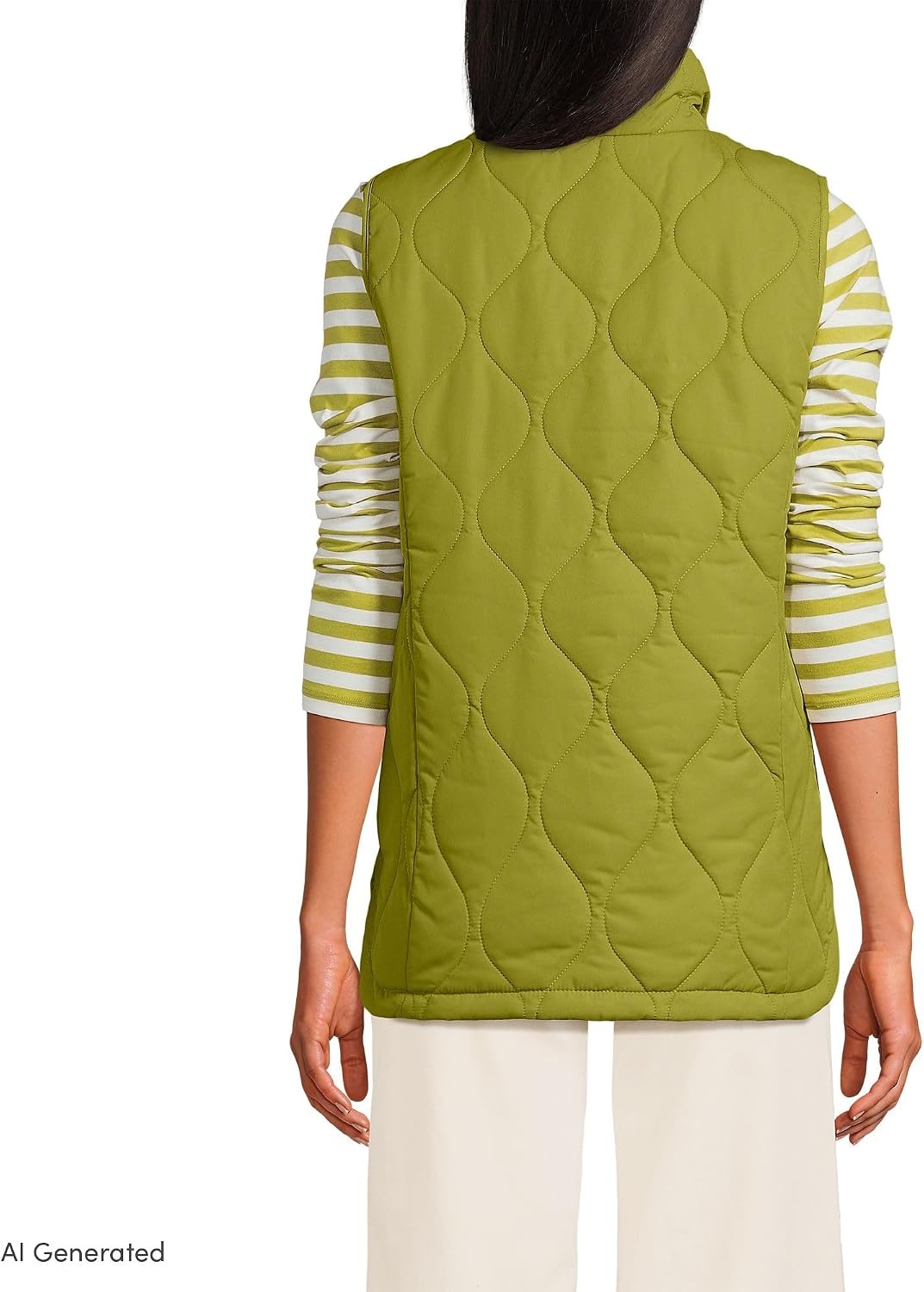 image:imageLands End Womens Quilted Puffer VestVintage Lime Green